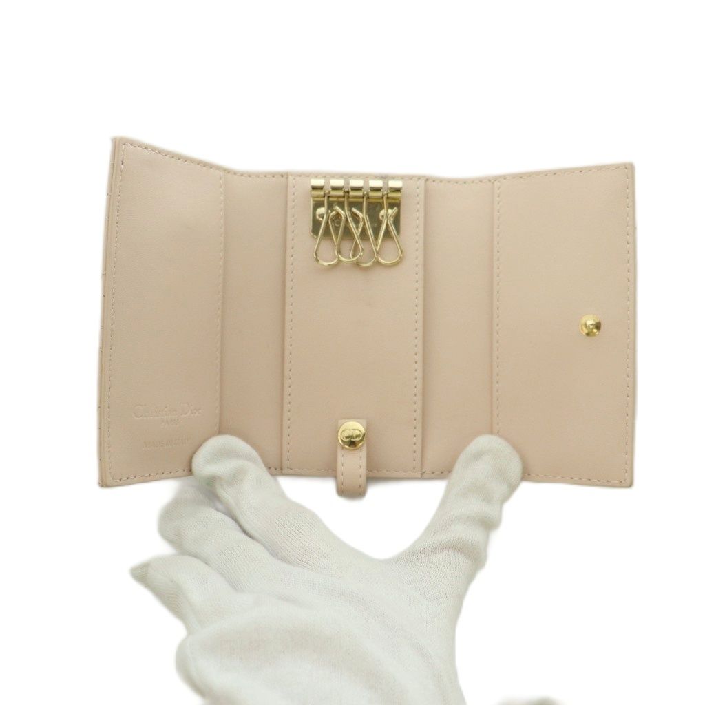 Dior Mydior Aster Cannage Key Case Quadruple Strand Leather Pink Key Holder — view 5