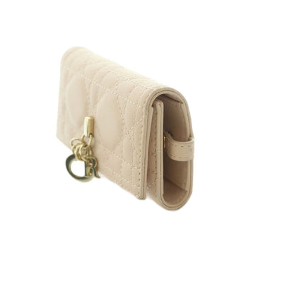Dior Mydior Aster Cannage Key Case Quadruple Strand Leather Pink Key Holder — view 3