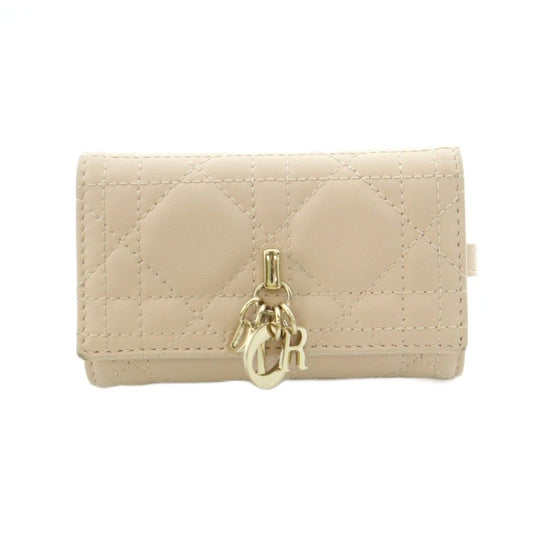Dior Mydior Aster Cannage Key Case Quadruple Strand Leather Pink Key Holder
