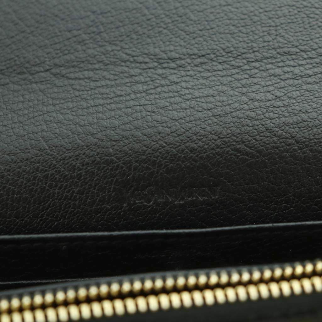 Saint Laurent Wallet Flap Bifold Coin Purse YSL Logo Leather Black — view 8