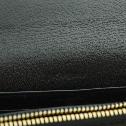 Saint Laurent Wallet Flap Bifold Coin Purse YSL Logo Leather Black — view 8