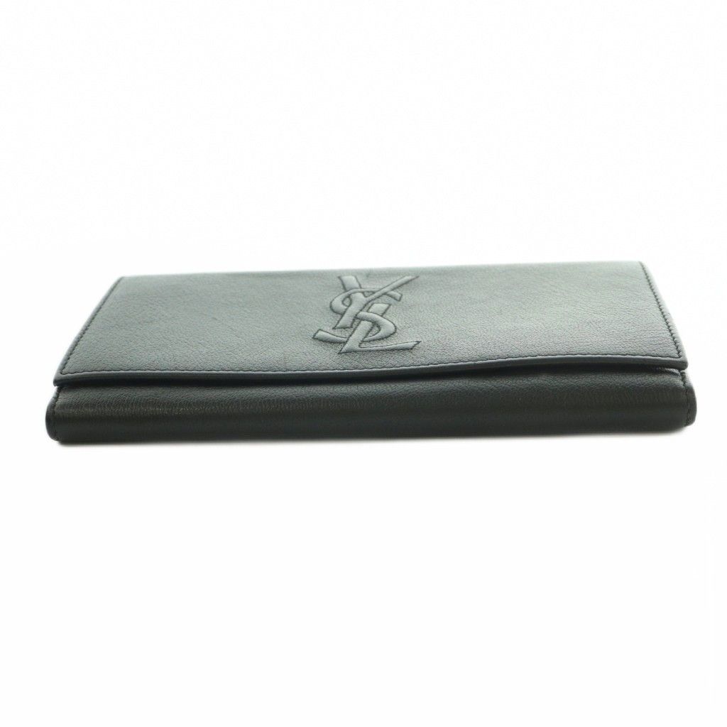 Saint Laurent Wallet Flap Bifold Coin Purse YSL Logo Leather Black — view 4