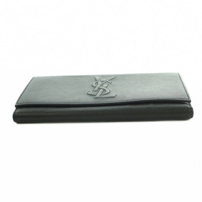 Saint Laurent Wallet Flap Bifold Coin Purse YSL Logo Leather Black — view 4