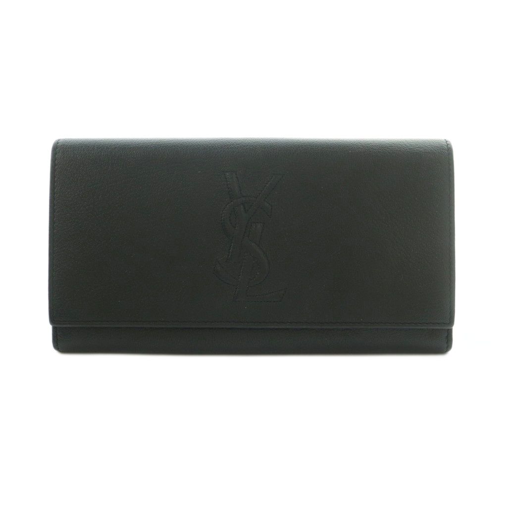 Saint Laurent Wallet Flap Bifold Coin Purse YSL Logo Leather Black