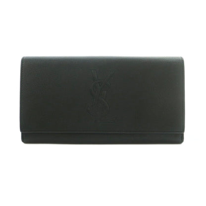 Saint Laurent Wallet Flap Bifold Coin Purse YSL Logo Leather Black