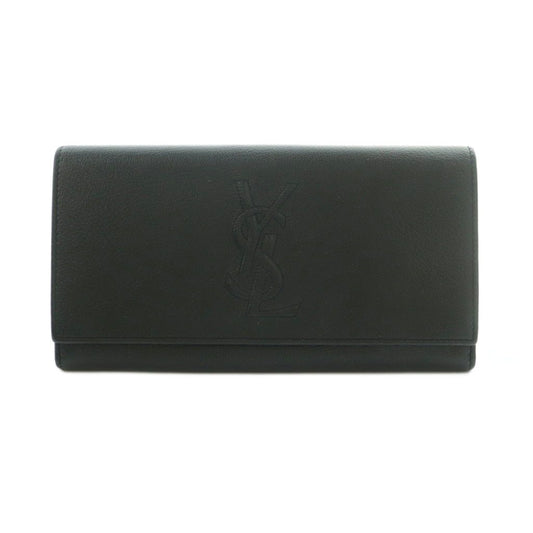 Saint Laurent Wallet Flap Bifold Coin Purse YSL Logo Leather Black
