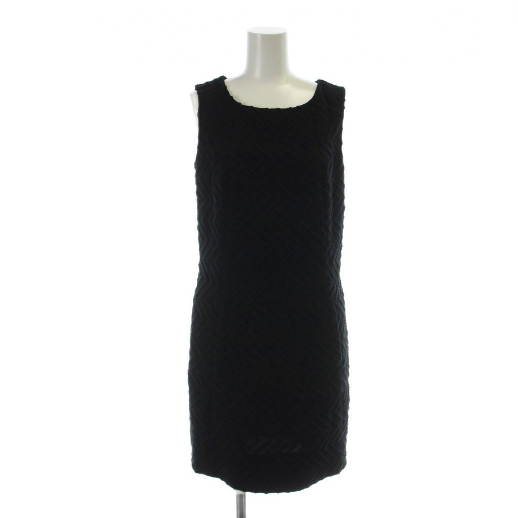 Chanel Sleeveless Dress Middle Embroidered Silk 34 XS Black