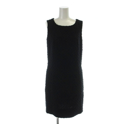 Chanel Sleeveless Dress Middle Embroidered Silk 34 XS Black