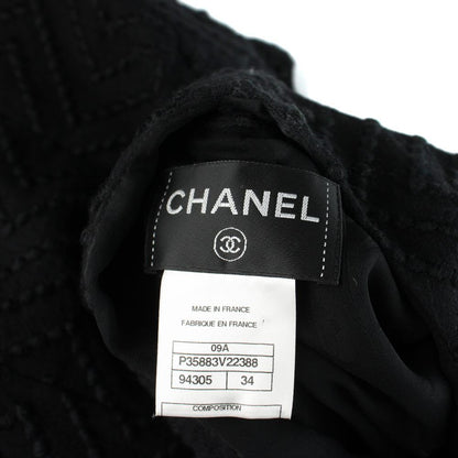 Chanel Sleeveless Dress Middle Embroidered Silk 34 XS Black — view 6