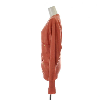 Chanel Vintage Knit Cardigan CC Logo Gold Button 36 S Orange — view 3