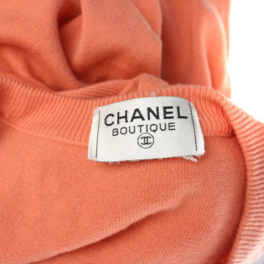 Chanel Vintage Knit Cardigan CC Logo Gold Button 36 S Orange — view 6