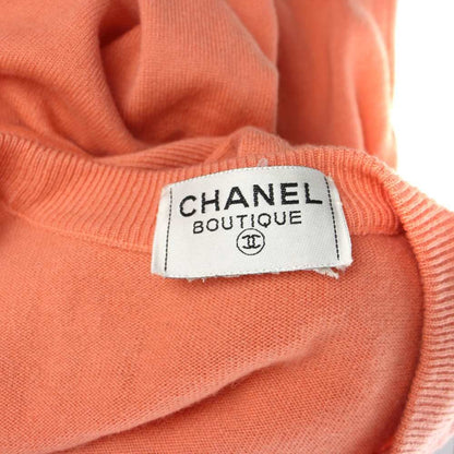 Chanel Vintage Knit Cardigan CC Logo Gold Button 36 S Orange — view 6