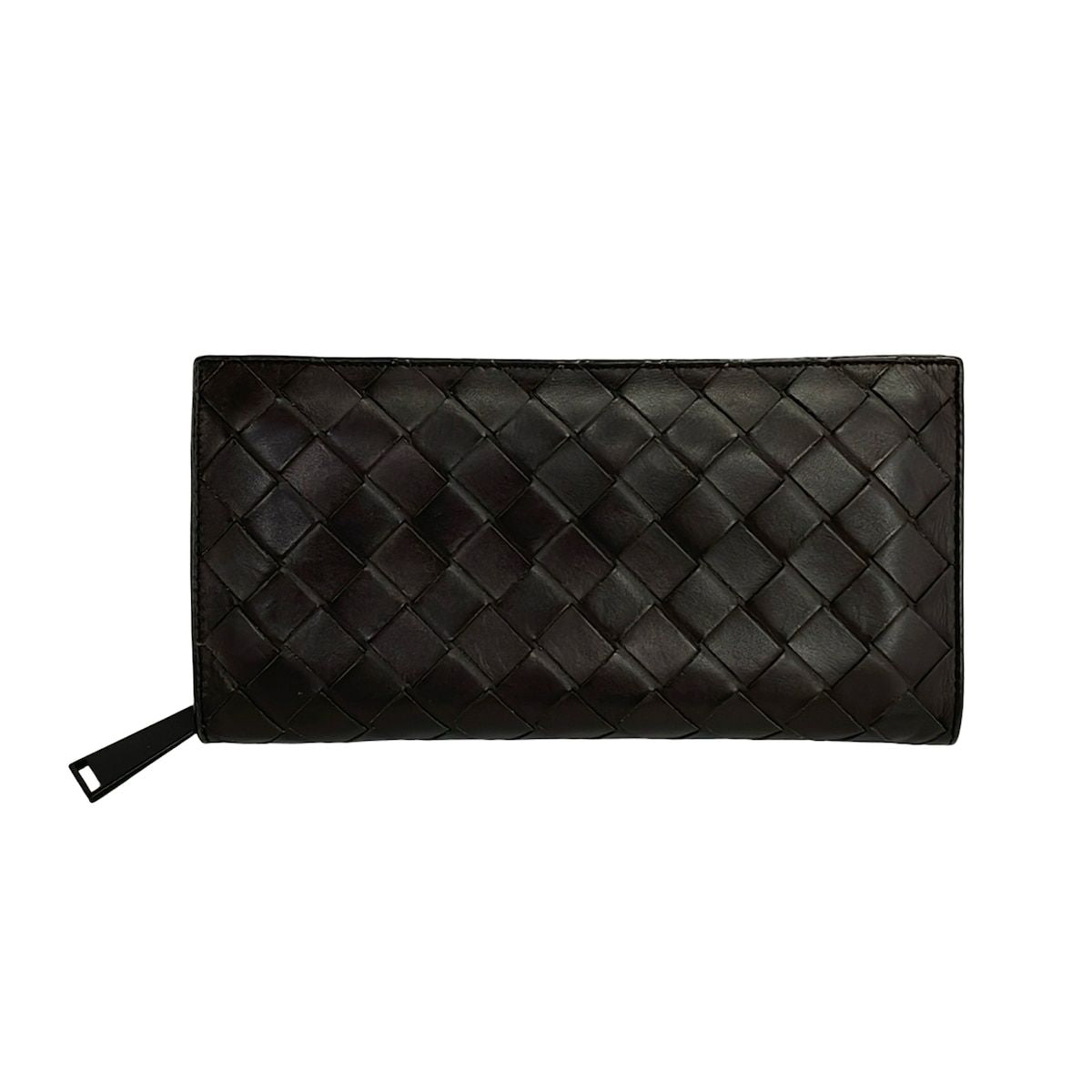 Bottega Veneta Wallet Maxi Intrecciato Dark Brown Leather