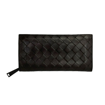 Bottega Veneta Wallet Maxi Intrecciato Dark Brown Leather