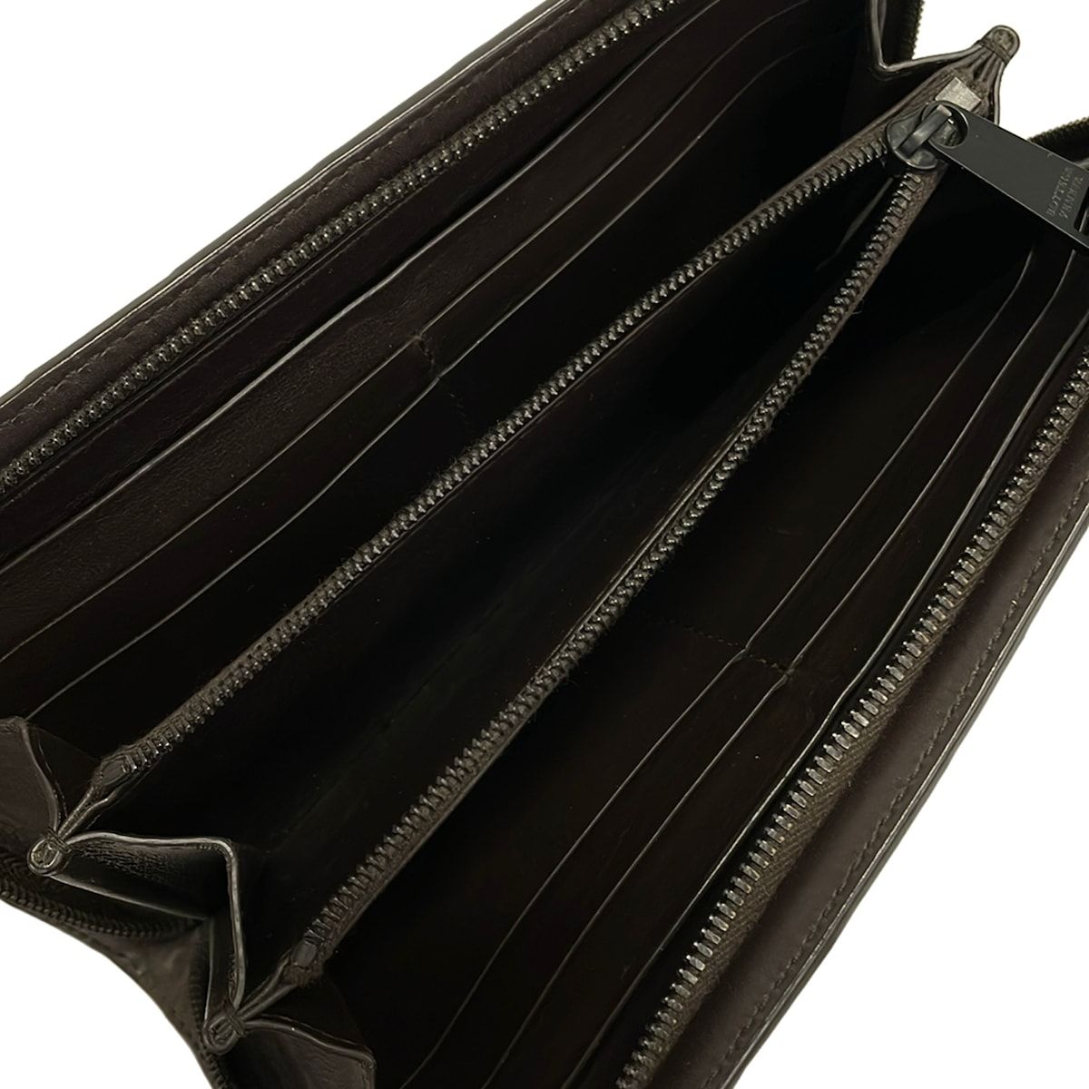 Bottega Veneta Wallet Maxi Intrecciato Dark Brown Leather — view 4