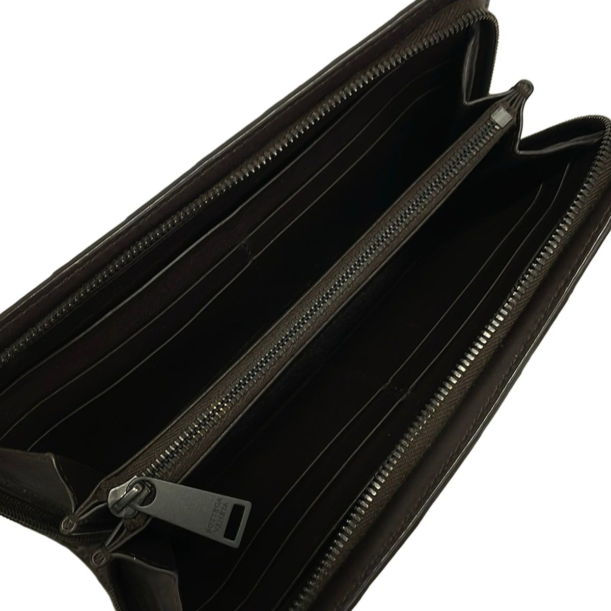 Bottega Veneta Wallet Maxi Intrecciato Dark Brown Leather — view 3