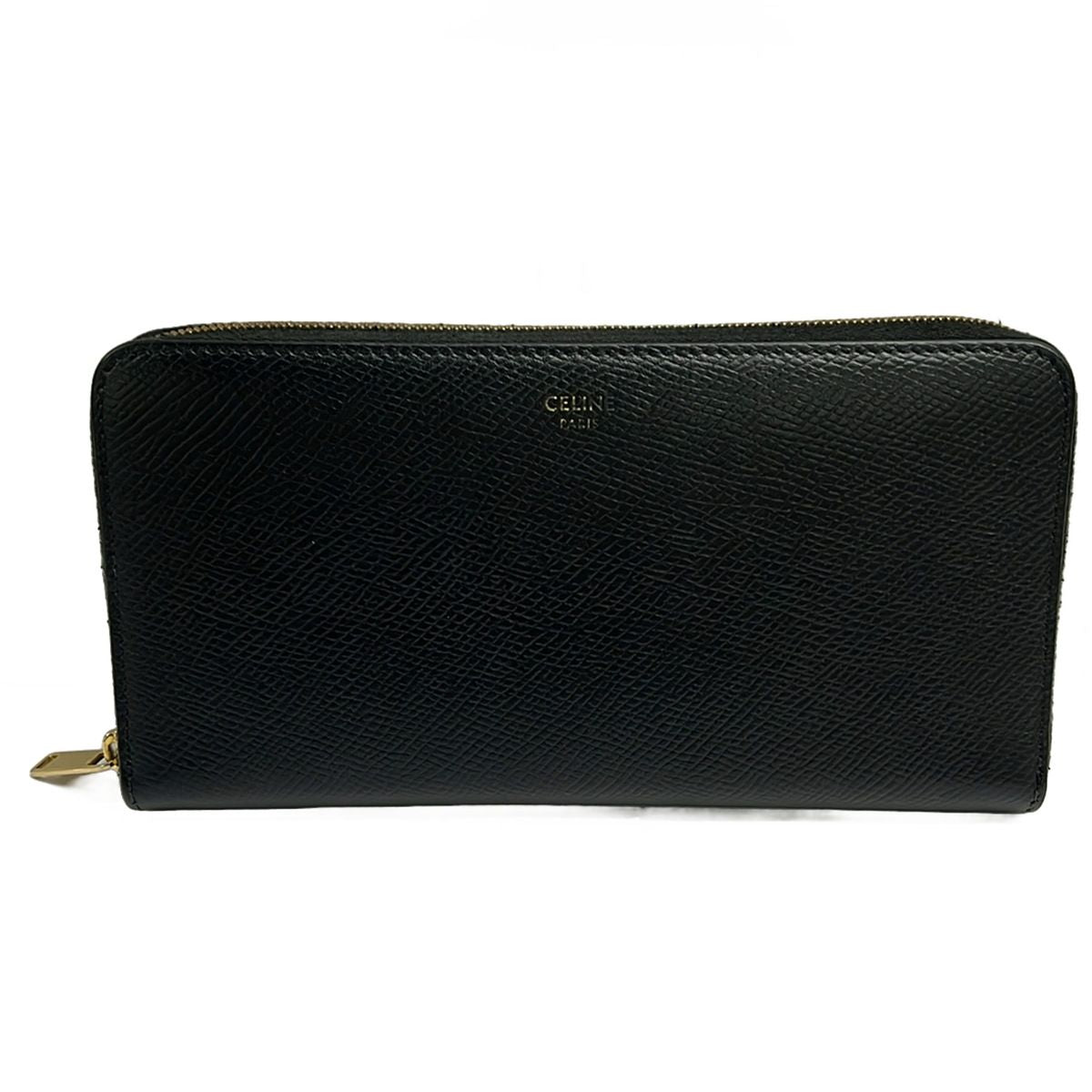 Celine Wallet Large Zipped Black Zip Around Leather
