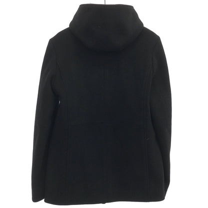 Balenciaga Leather Toggle Wool Melton Duffle Coat Black 46 — view 2