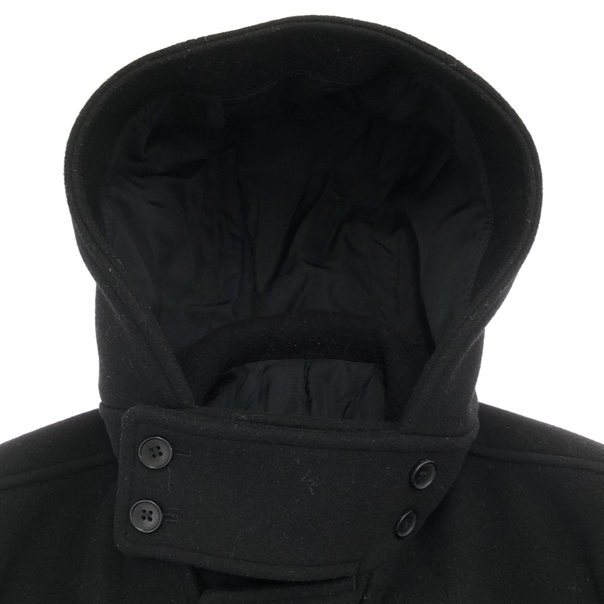 Balenciaga Leather Toggle Wool Melton Duffle Coat Black 46 — view 4