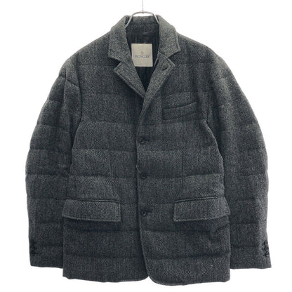 Moncler Rodin Herringbone Tweed Down Jacket Tailored Gray