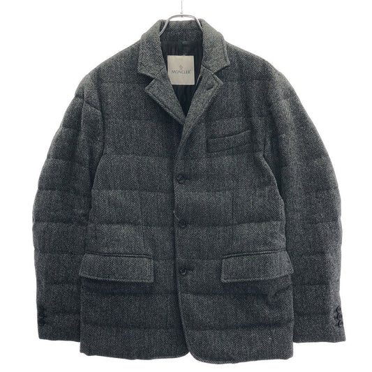 Moncler Rodin Herringbone Tweed Down Jacket Tailored Gray