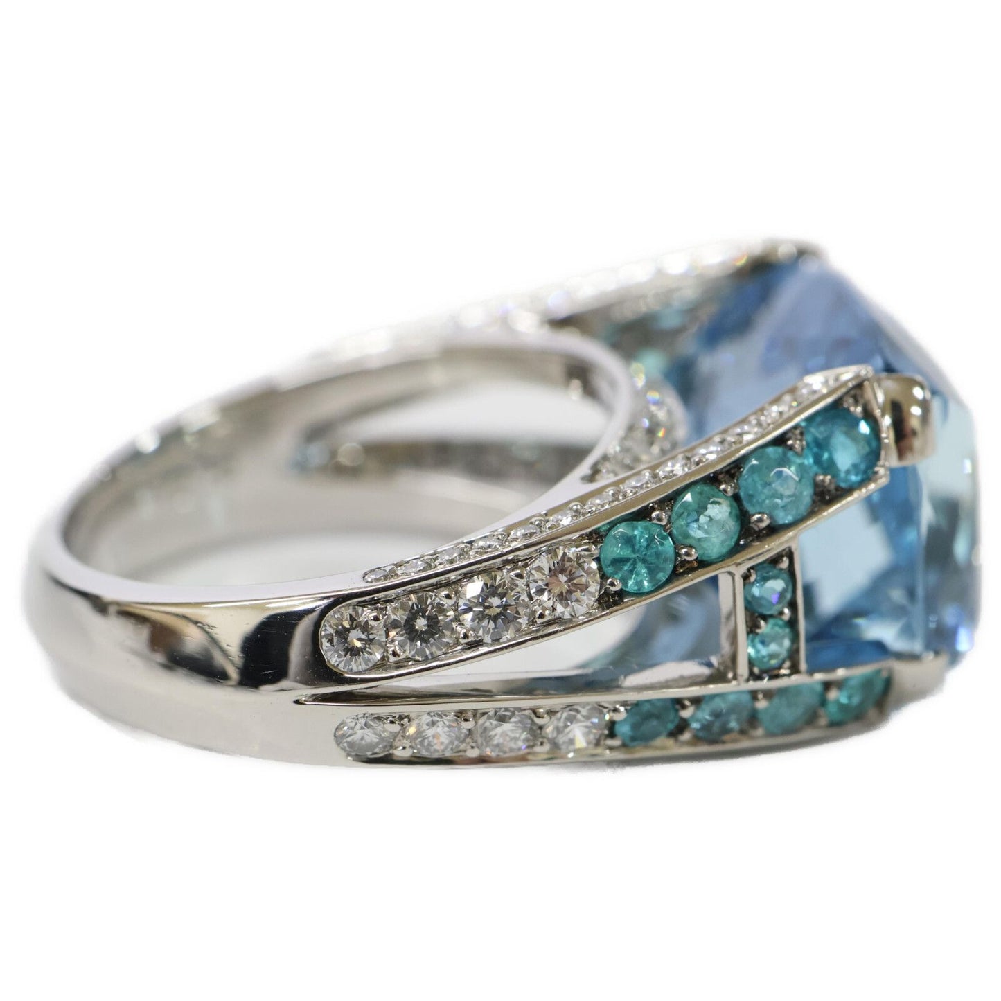 Harry Winston Aquamarine Pave Diamond Logo Ring No 14 — view 4