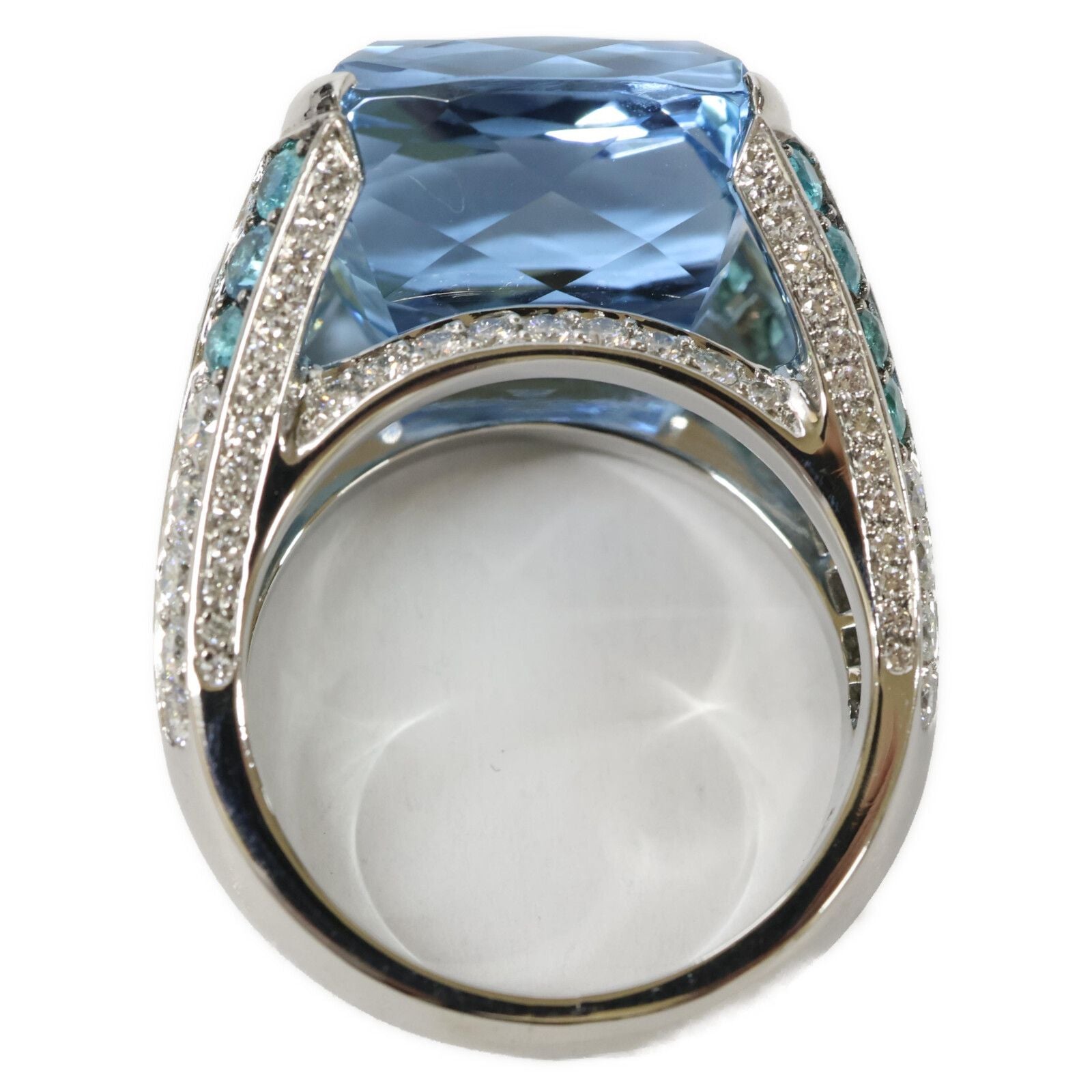 Harry Winston Aquamarine Pave Diamond Logo Ring No 14 — view 5