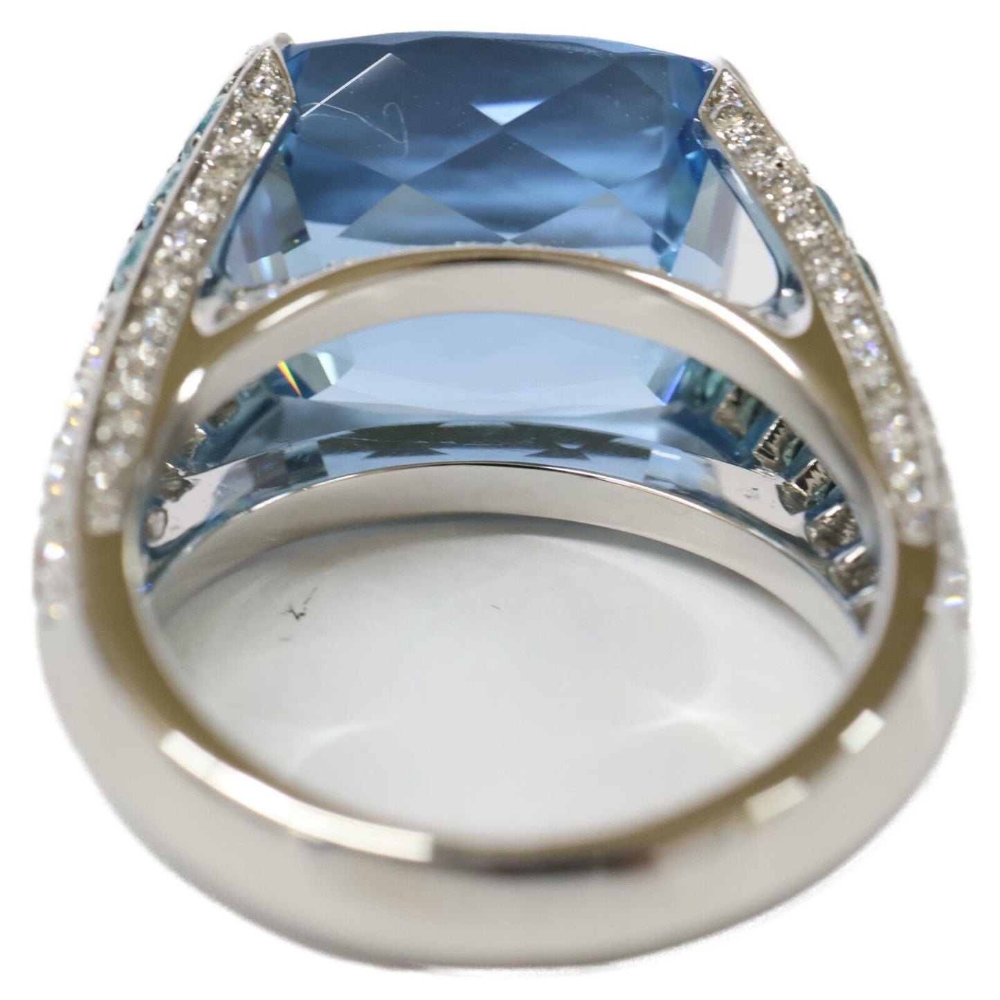 Harry Winston Aquamarine Pave Diamond Logo Ring No 14 — view 3