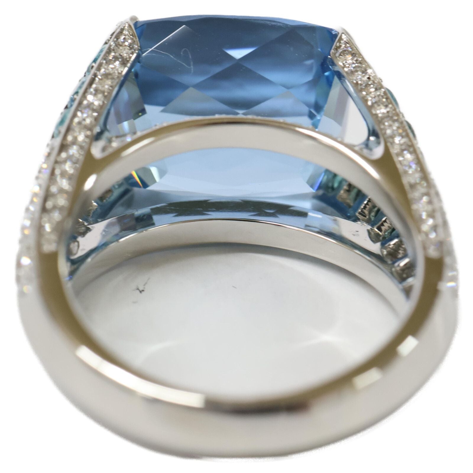 Harry Winston Aquamarine Pave Diamond Logo Ring No 14 — view 3