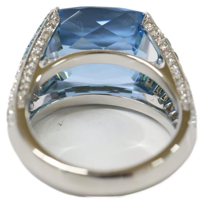 Harry Winston Aquamarine Pave Diamond Logo Ring No 14 — view 3