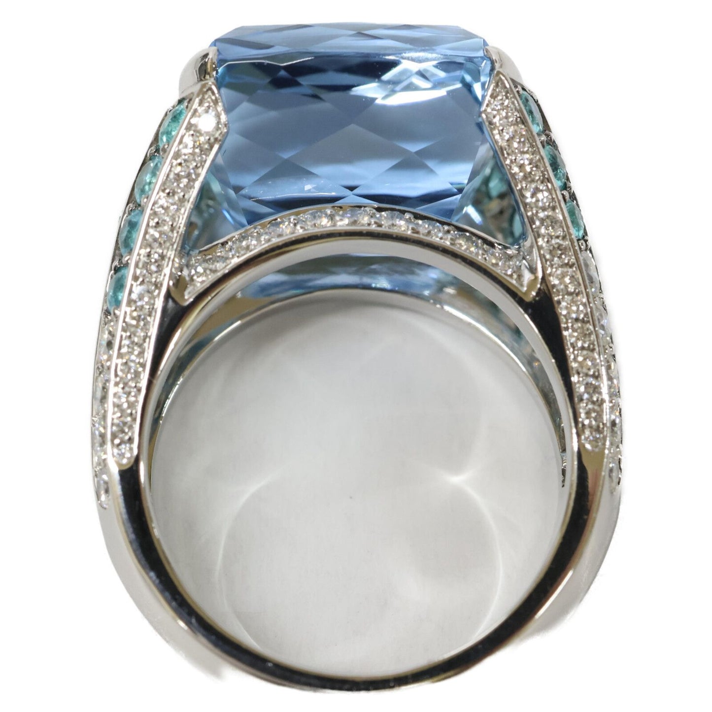 Harry Winston Aquamarine Pave Diamond Logo Ring No 14 — view 6