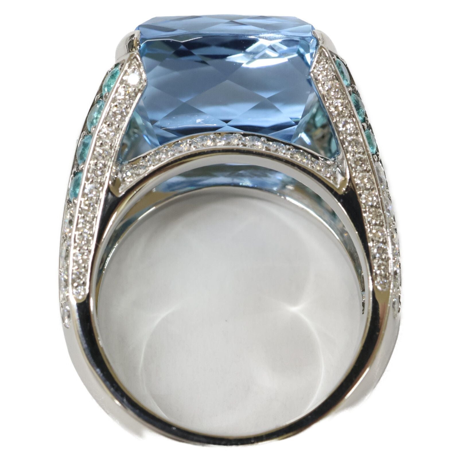 Harry Winston Aquamarine Pave Diamond Logo Ring No 14 — view 6