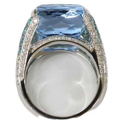Harry Winston Aquamarine Pave Diamond Logo Ring No 14 — view 6