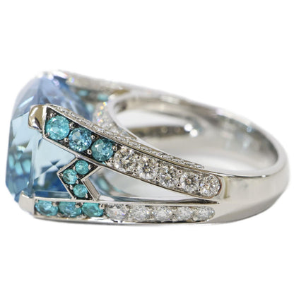 Harry Winston Aquamarine Pave Diamond Logo Ring No 14 — view 2