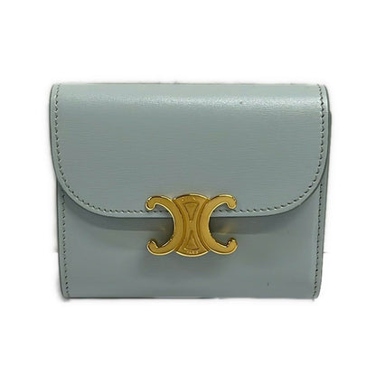 Celine Trifold Wallet Small Flap Trio Gray Leather