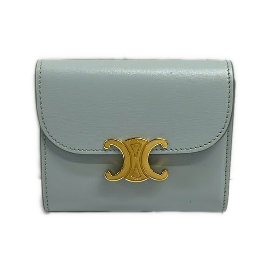 Celine Trifold Wallet Small Flap Trio Gray Leather