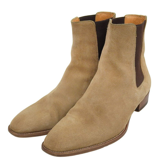 Saint Laurent Paris Suede Side Gore Boots Beige