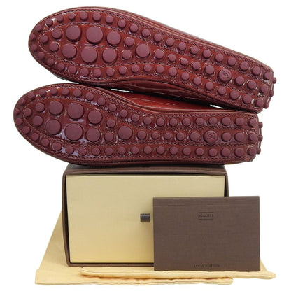 Louis Vuitton LV Logo Buckle Patent Flat Shoes Wine Red — view 2