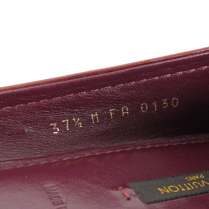Louis Vuitton LV Logo Buckle Patent Flat Shoes Wine Red — view 6