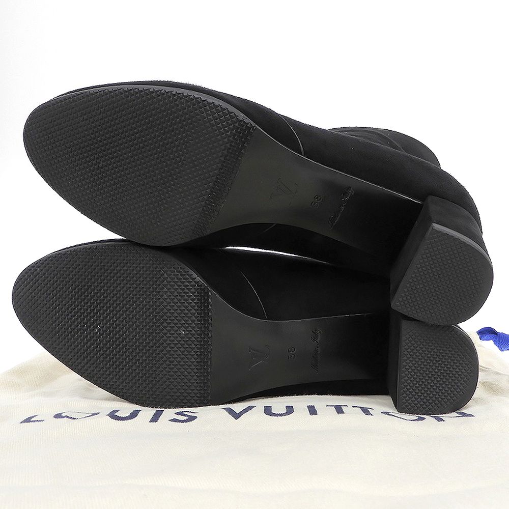 Louis Vuitton Back Zip Booties Suede Short Boots Shoes Black — view 2