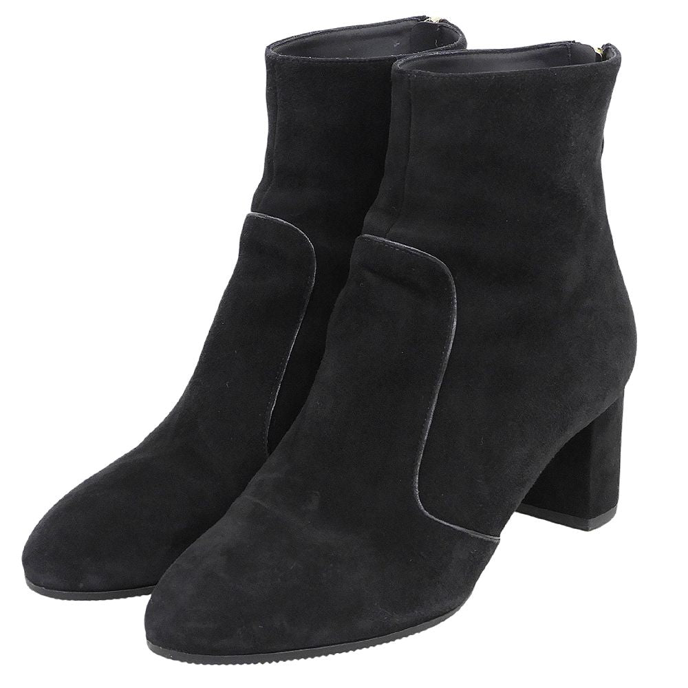 Louis Vuitton Back Zip Booties Suede Short Boots Shoes Black