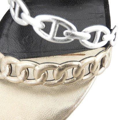 Hermes Chaine D'ancre Strap Sandals Shoes Black Silver Gold — view 3