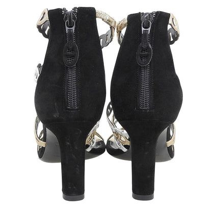 Hermes Chaine D'ancre Strap Sandals Shoes Black Silver Gold — view 5
