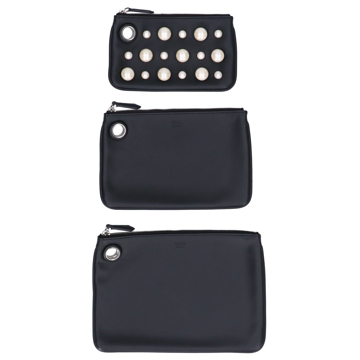 Fendi Pearl Studded Triplet Pouch Multi Clutch — view 6