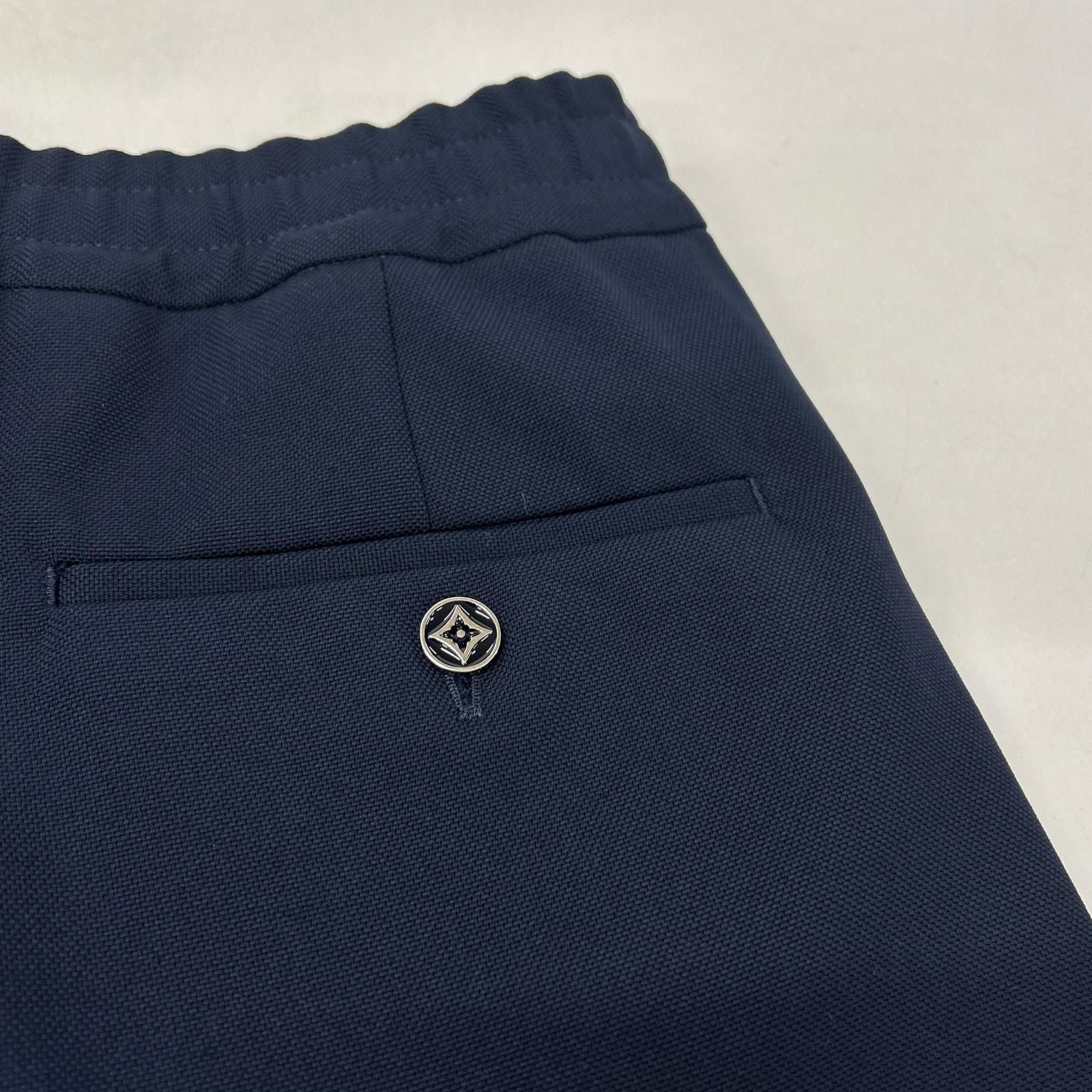 Louis Vuitton Hlb Navy Wool One Tuck Wide Trousers Pants 48 — view 7