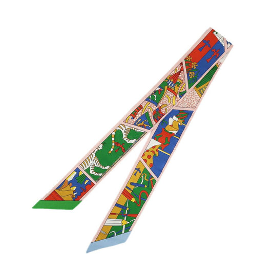 Hermes Heaven Twill Factory Suit Scarf Silk Rose Peel Blue Multicolor