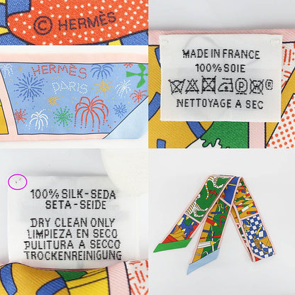 Hermes Heaven Twill Factory Suit Scarf Silk Rose Peel Blue Multicolor — view 9