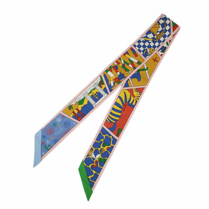 Hermes Heaven Twill Factory Suit Scarf Silk Rose Peel Blue Multicolor — view 2