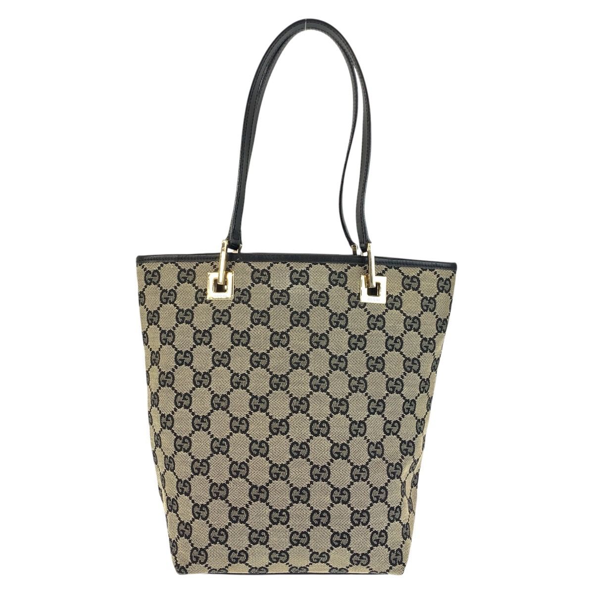 Gucci Black Gold GG Canvas Leather 002 Tote Shoulder — view 2