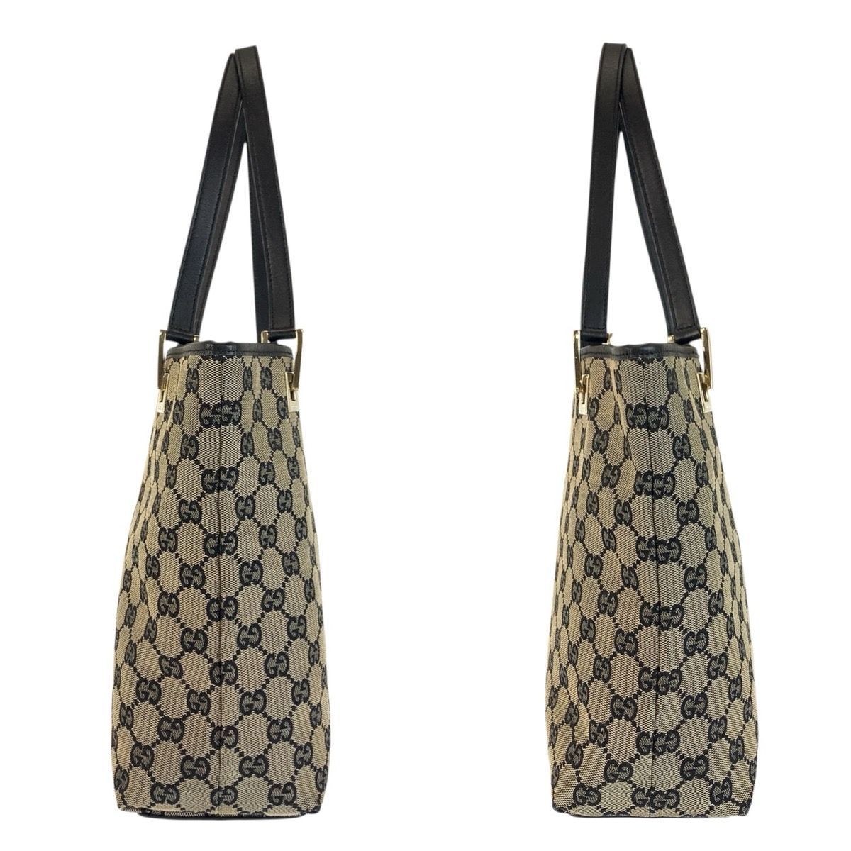 Gucci Black Gold GG Canvas Leather 002 Tote Shoulder — view 7